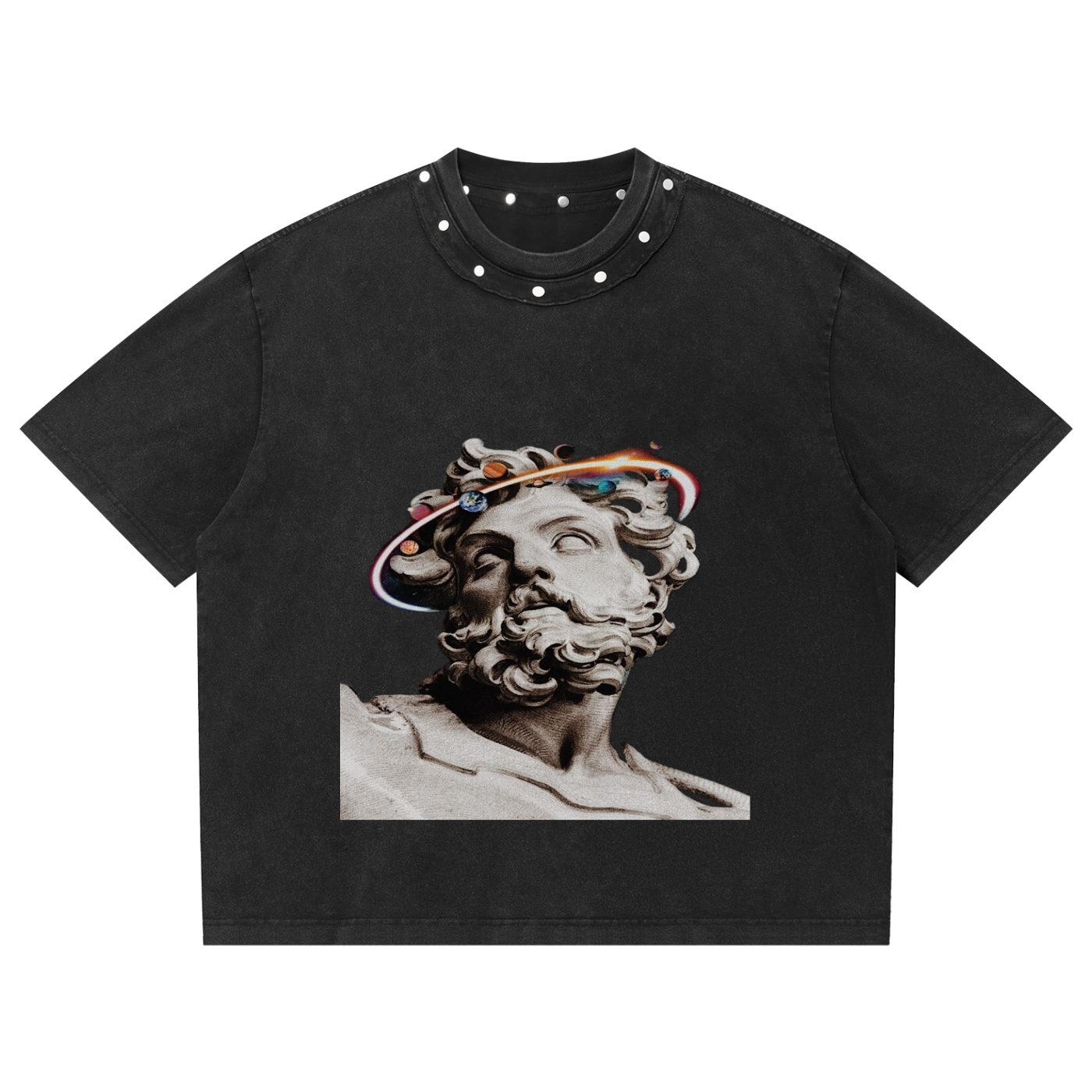 Unisex Washed Boxy Studded T-Shirt