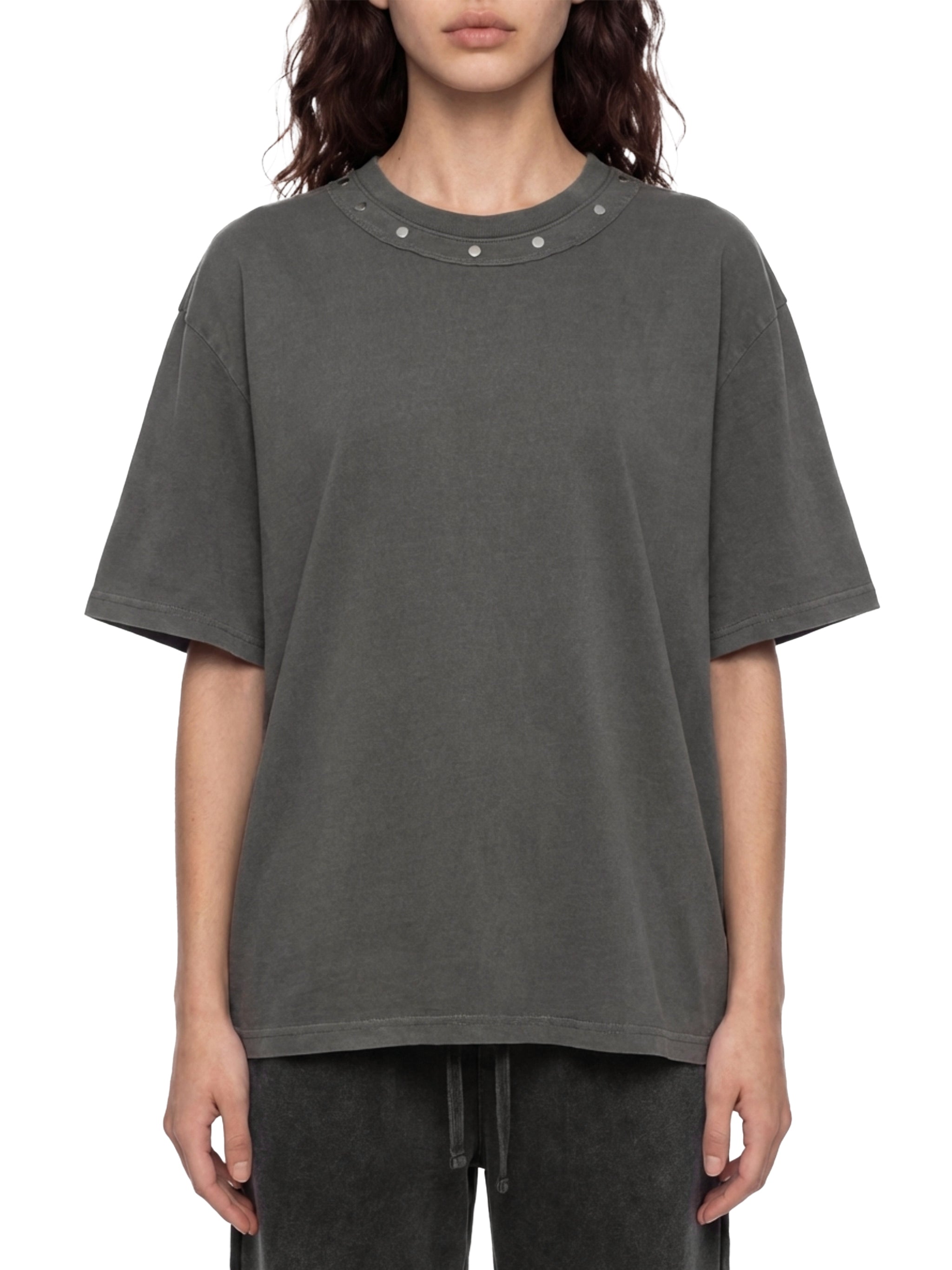 Unisex Washed Boxy Studded T-Shirt